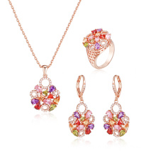 Conjunto de joias de pedra multicolorida elegante para mulheres